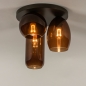 Foto 74823-2 onderaanzicht: Grote plafondlamp met drie verschillende bruine glazen