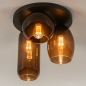 Foto 74823-3 onderaanzicht: Grote plafondlamp met drie verschillende bruine glazen
