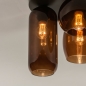 Foto 74823-6 detailfoto: Grote plafondlamp met drie verschillende bruine glazen