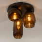 Foto 74823-7 onderaanzicht: Grote plafondlamp met drie verschillende bruine glazen