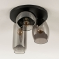 Foto 74824-12: Schwarze Deckenlampe mit drei verschiedenen Formen von dunklen Rauchgläsern