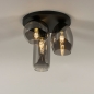 Foto 74824-2: Schwarze Deckenlampe mit drei verschiedenen Formen von dunklen Rauchgläsern