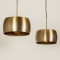Foto 74830-10 schuinaanzicht: Gouden hanglamp van metaal met twee gouden kappen