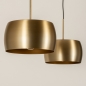 Foto 74830-11 schuinaanzicht: Gouden hanglamp van metaal met twee gouden kappen