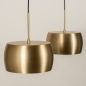 Foto 74830-5 schuinaanzicht: Gouden hanglamp van metaal met twee gouden kappen