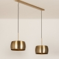 Foto 74830-8 schuinaanzicht: Gouden hanglamp van metaal met twee gouden kappen