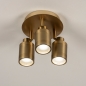 Foto 74848-2 onderaanzicht: Ronde plafondlamp met drie spots in goud/messing, ook geschikt voor in de badkamer