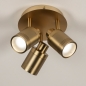 Foto 74848-4 onderaanzicht: Ronde plafondlamp met drie spots in goud/messing, ook geschikt voor in de badkamer