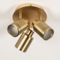 Foto 74848-5 onderaanzicht: Ronde plafondlamp met drie spots in goud/messing, ook geschikt voor in de badkamer