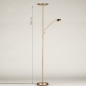 Foto 74868-1 maatindicatie: Led vloerlamp uplighter met leesarm in goud/messing