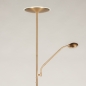 Foto 74868-3 zijaanzicht: Led vloerlamp uplighter met leesarm in goud/messing