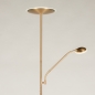 Foto 74868-6 zijaanzicht: Led vloerlamp uplighter met leesarm in goud/messing
