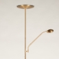 Foto 74868-7 zijaanzicht: Led vloerlamp uplighter met leesarm in goud/messing