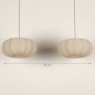 Foto 74882-15 maatindicatie: Dubbele beige hanglamp in japandi stijl voor boven de eettafel 