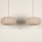 Foto 74882-18: Dubbele beige hanglamp in japandi stijl voor boven de eettafel 
