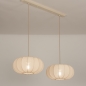 Foto 74882-2 schuinaanzicht: Dubbele beige hanglamp in japandi stijl voor boven de eettafel 