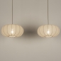 Foto 74882-22: Dubbele beige hanglamp in japandi stijl voor boven de eettafel 