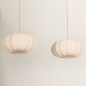 Foto 74882-25: Dubbele beige hanglamp in japandi stijl voor boven de eettafel 