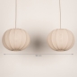 Foto 74883-16: Dubbele beige hanglamp in japandi stijl voor boven de eettafel 