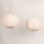 Foto 74883-18: Dubbele beige hanglamp in japandi stijl voor boven de eettafel 