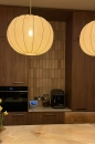 Foto 74883-25: Dubbele beige hanglamp in japandi stijl voor boven de eettafel 