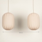 Foto 74884-17: Dubbele hanglamp in beige met lange kappen in ovale vorm 