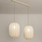 Foto 74884-18: Dubbele hanglamp in beige met lange kappen in ovale vorm 