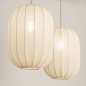 Foto 74884-21: Dubbele hanglamp in beige met lange kappen in ovale vorm 