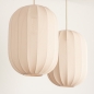 Foto 74884-24: Dubbele hanglamp in beige met lange kappen in ovale vorm 