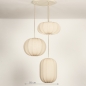 Foto 74885-1 maatindicatie: Hanglamp in japandi stijl met drie lampionnen van beige stof