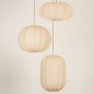 Foto 74885-10 vooraanzicht: Hanglamp in japandi stijl met drie lampionnen van beige stof