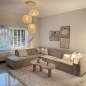 Foto 74885-18 sfeerfoto: Hanglamp in japandi stijl met drie lampionnen van beige stof
