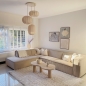 Foto 74885-20 sfeerfoto_uit: Hanglamp in japandi stijl met drie lampionnen van beige stof