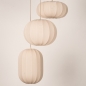 Foto 74885-22: Hanglamp in japandi stijl met drie lampionnen van beige stof