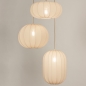 Foto 74885-3 vooraanzicht: Hanglamp in japandi stijl met drie lampionnen van beige stof