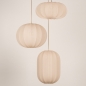 Foto 74885-30: Hanglamp in japandi stijl met drie lampionnen van beige stof