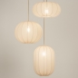 Foto 74885-5 vooraanzicht: Hanglamp in japandi stijl met drie lampionnen van beige stof