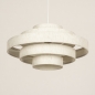 Foto 74894-10 vooraanzicht: Hanglamp van stof in het beige met vijf ringen 