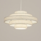 Foto 74894-5 vooraanzicht: Hanglamp van stof in het beige met vijf ringen 