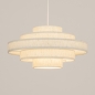 Foto 74894-7 vooraanzicht: Hanglamp van stof in het beige met vijf ringen 