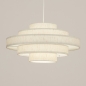 Foto 74894-8 vooraanzicht: Hanglamp van stof in het beige met vijf ringen 