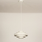 Foto 74894-9 vooraanzicht: Hanglamp van stof in het beige met vijf ringen 