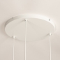 Foto 74902-14 detailfoto: Witte hanglamp met drie witte kappen van metaal in Scandinavisch design, geeft indirect licht