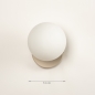 Foto 74904-1 maatindicatie: Beige wandlamp met witte bol van opaalglas in japandi stijl 
