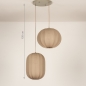 Foto 74920-1 maatindicatie: Dubbele hanglamp in japandi stijl met twee lampionnen van taupe stof