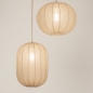 Foto 74920-6 vooraanzicht: Dubbele hanglamp in japandi stijl met twee lampionnen van taupe stof