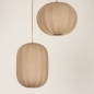 Foto 74920-7 vooraanzicht: Dubbele hanglamp in japandi stijl met twee lampionnen van taupe stof