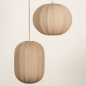 Foto 74920-8 vooraanzicht: Dubbele hanglamp in japandi stijl met twee lampionnen van taupe stof