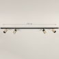 Foto 74946-1 maatindicatie: Luxe spanningsrail in het zwart met goud met vier spots en verder uit te breiden met o.a. hanglampen