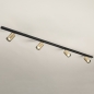 Foto 74946-3 onderaanzicht: Luxe spanningsrail in het zwart met goud met vier spots en verder uit te breiden met o.a. hanglampen